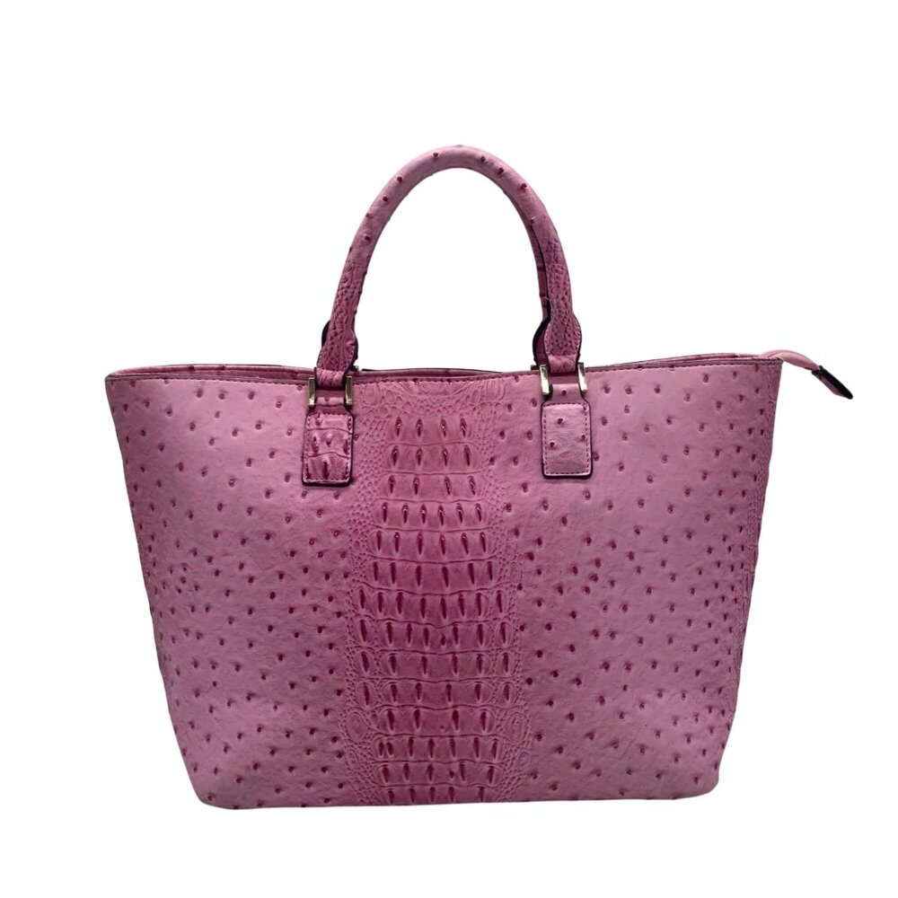 Dasein Pink Faux Leather Satchel Bag